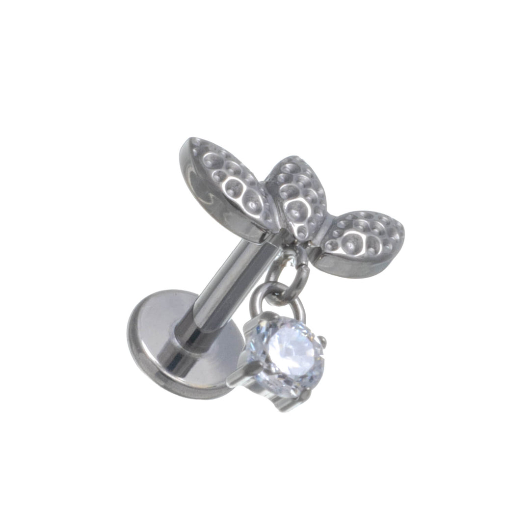 Kolme lehteä rustokoru pyöreä zirkonia riipus labret 1.2mm (Titaani G23)