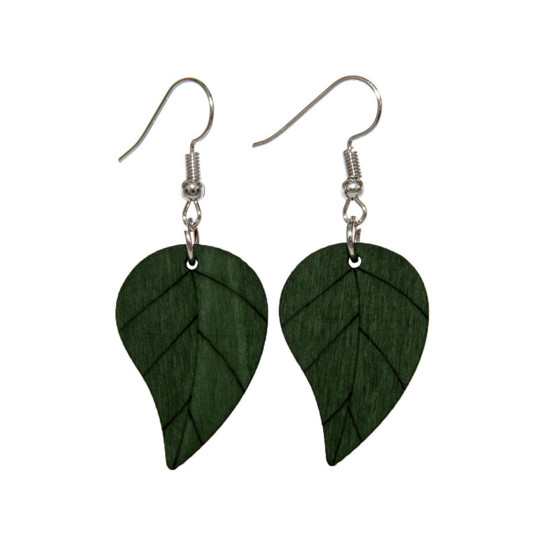 Wooden leaf earrings (Steel 316L)