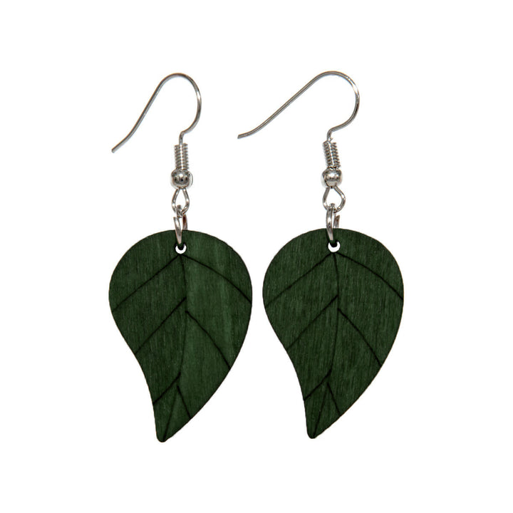 Wooden leaf earrings (Steel 316L)