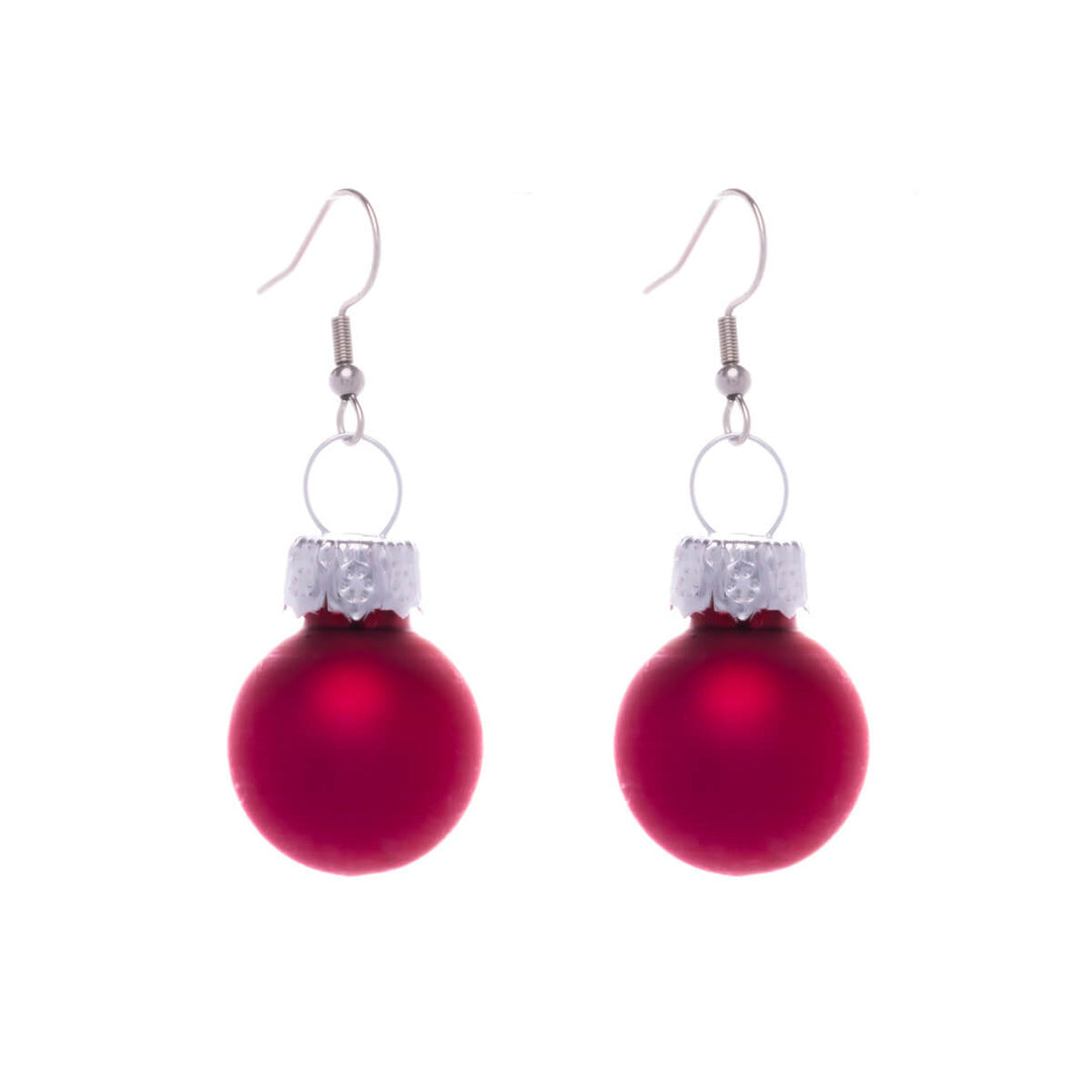 Matte finish Christmas ball earrings Christmas ornament ø1,9cm