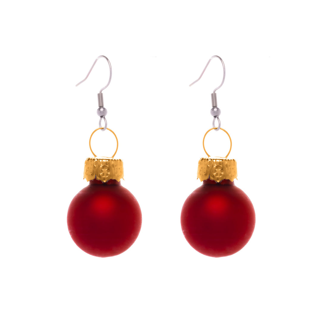 Matte finish Christmas ball earrings Christmas ornament ø1,9cm