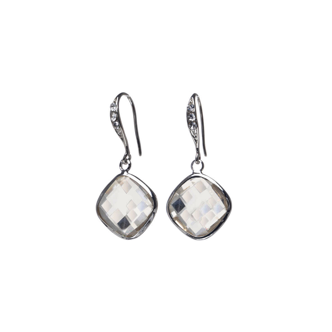 Sparkling hanging square earrings