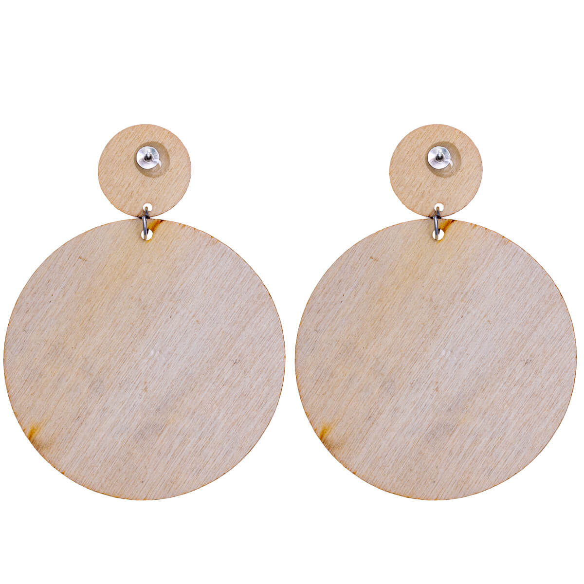 Wooden hanging earrings with fractal patterning