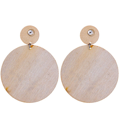 Wooden hanging earrings with fractal patterning