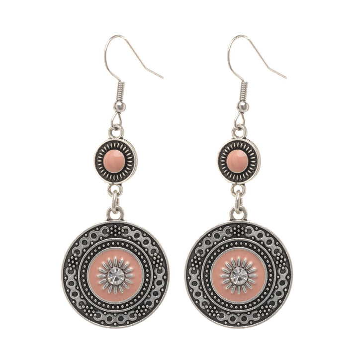 Hanging ethno earrings with glass stone