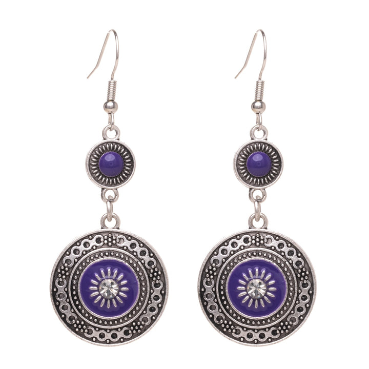 Hanging ethno earrings with glass stone