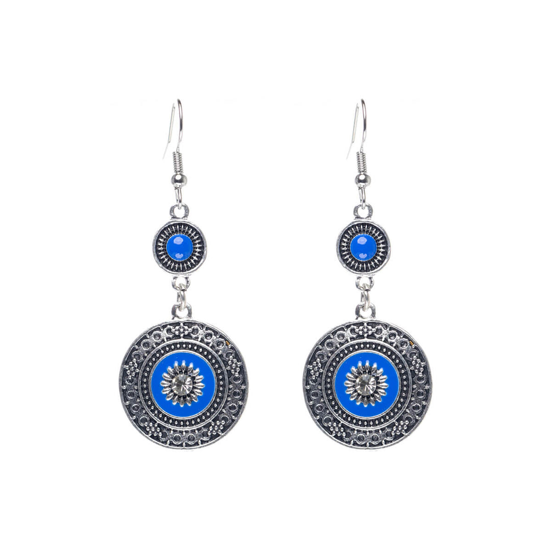 Hanging ethno earrings with glass stone