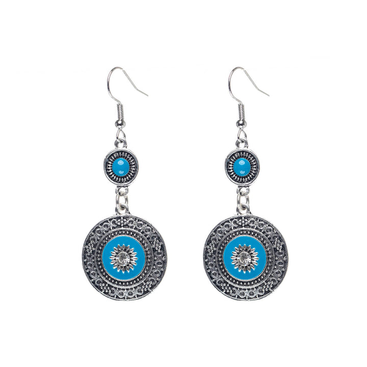 Hanging ethno earrings with glass stone