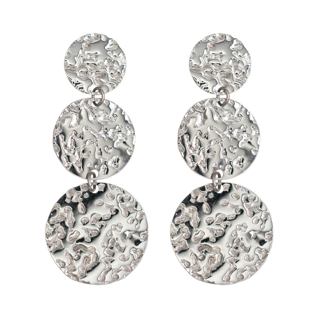 Forged three circles hanging earrings (Steel 316L)