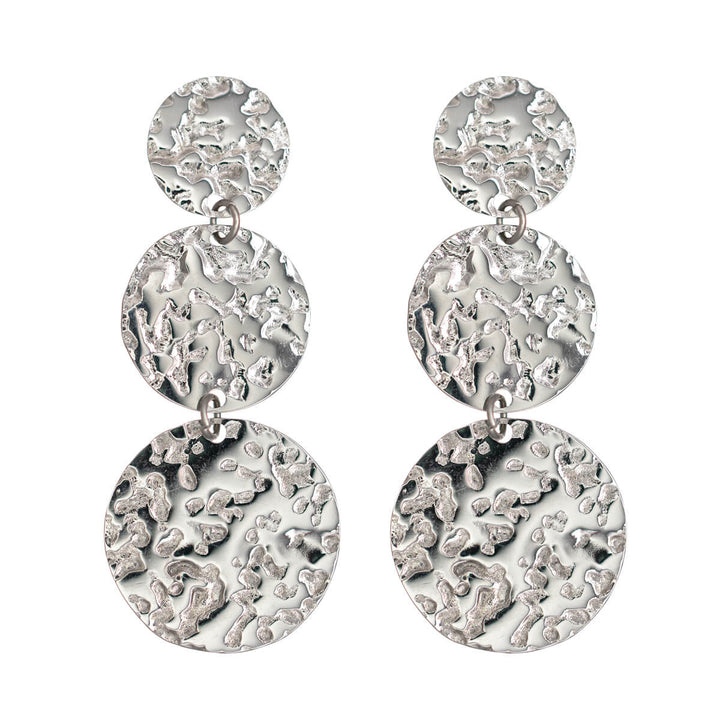 Forged three circles hanging earrings (Steel 316L)