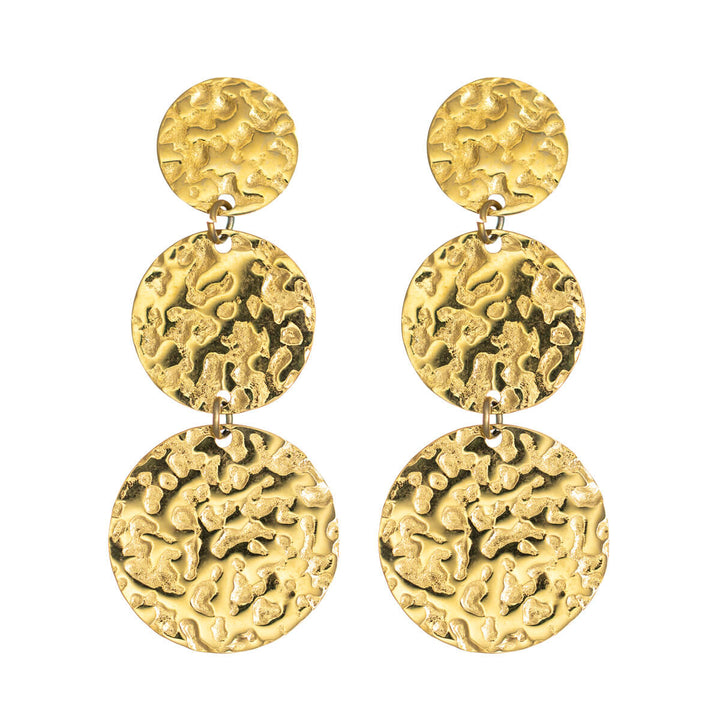 Forged three circles hanging earrings (Steel 316L)