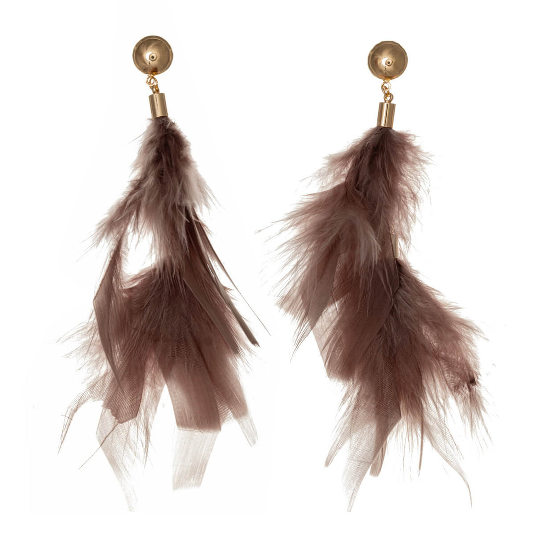 Big hanging feather earrings 12cm