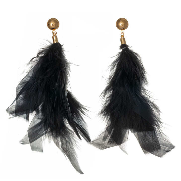 Big hanging feather earrings 12cm