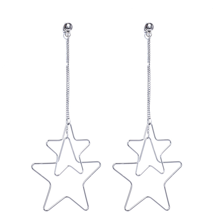 Star earrings hanging from a chain (Steel 316L)