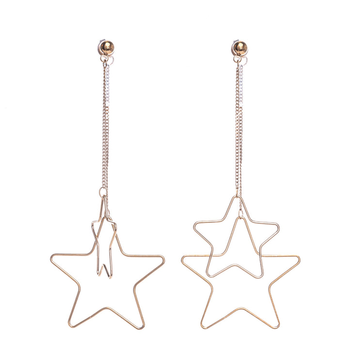 Star earrings hanging from a chain (Steel 316L)