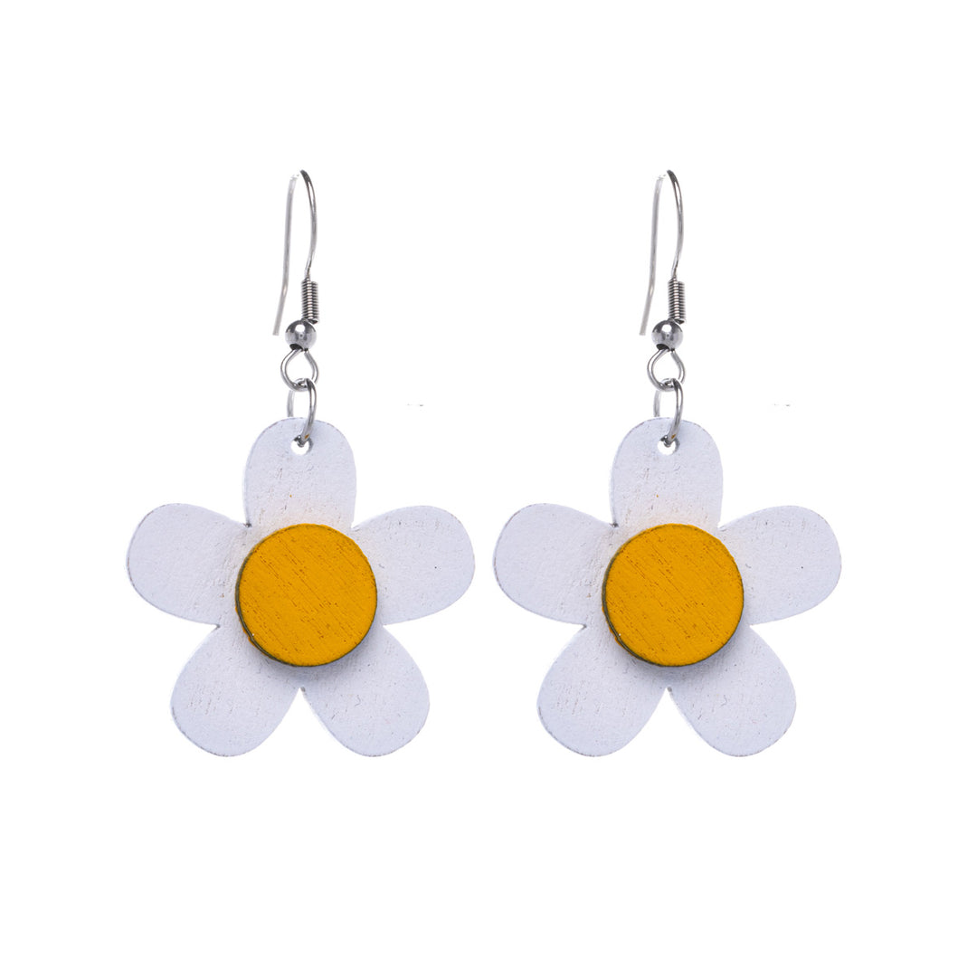 Wooden daisy earrings (Steel 316L)