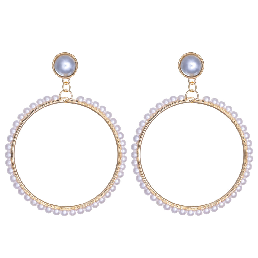 Hanging pearl rings earrings