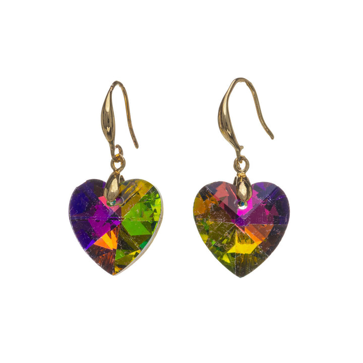 Hanging glass heart earrings