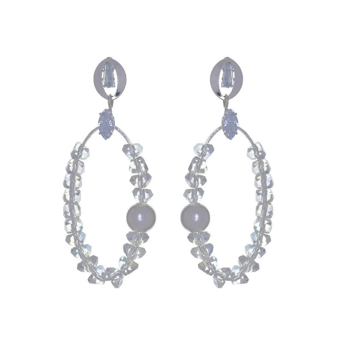 Ovals hanging pearl earrings