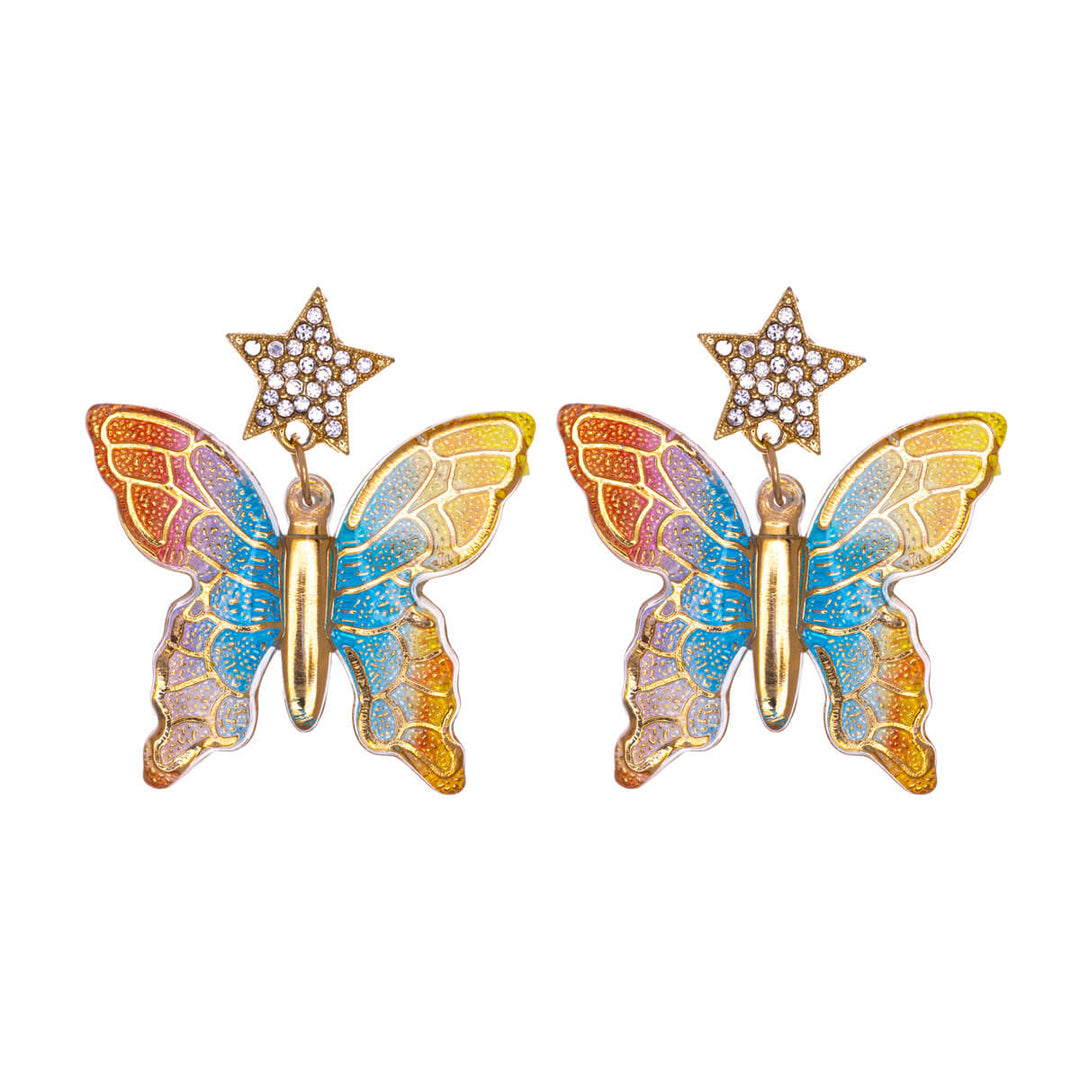 Hanging colourful butterfly earrings