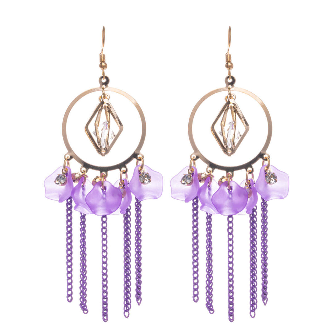 Hanging colourful flower earrings chain pendants