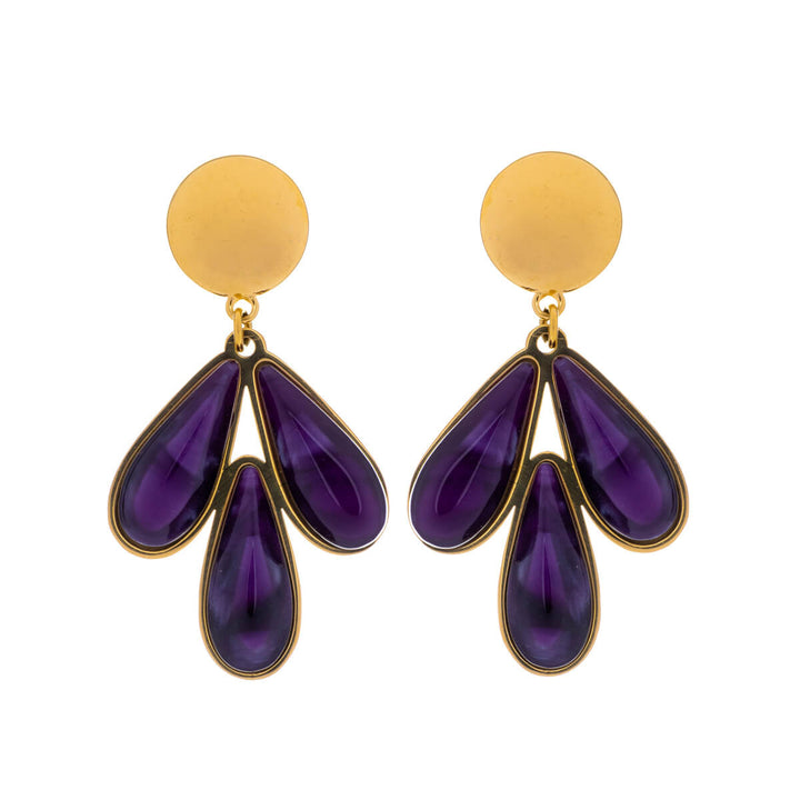 Steel earrings coloured with three drops (18k Steel 316L)