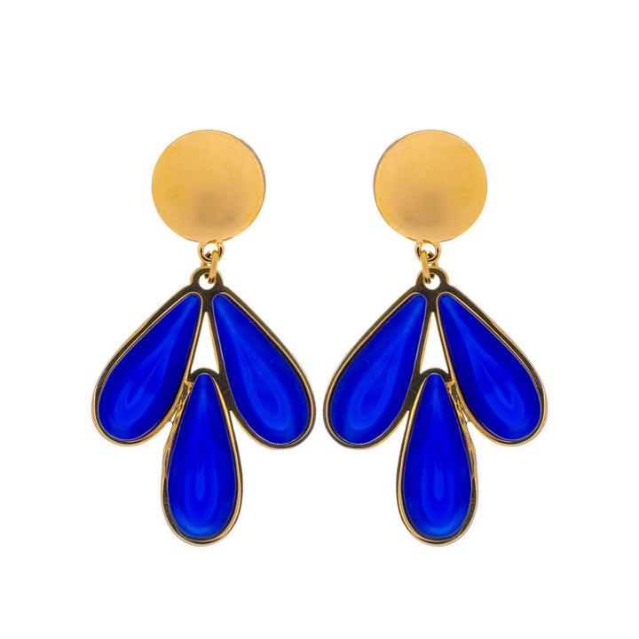 Steel earrings coloured with three drops (18k Steel 316L)