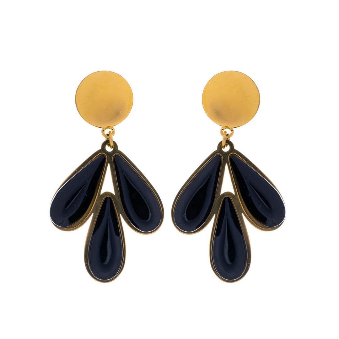 Steel earrings coloured with three drops (18k Steel 316L)