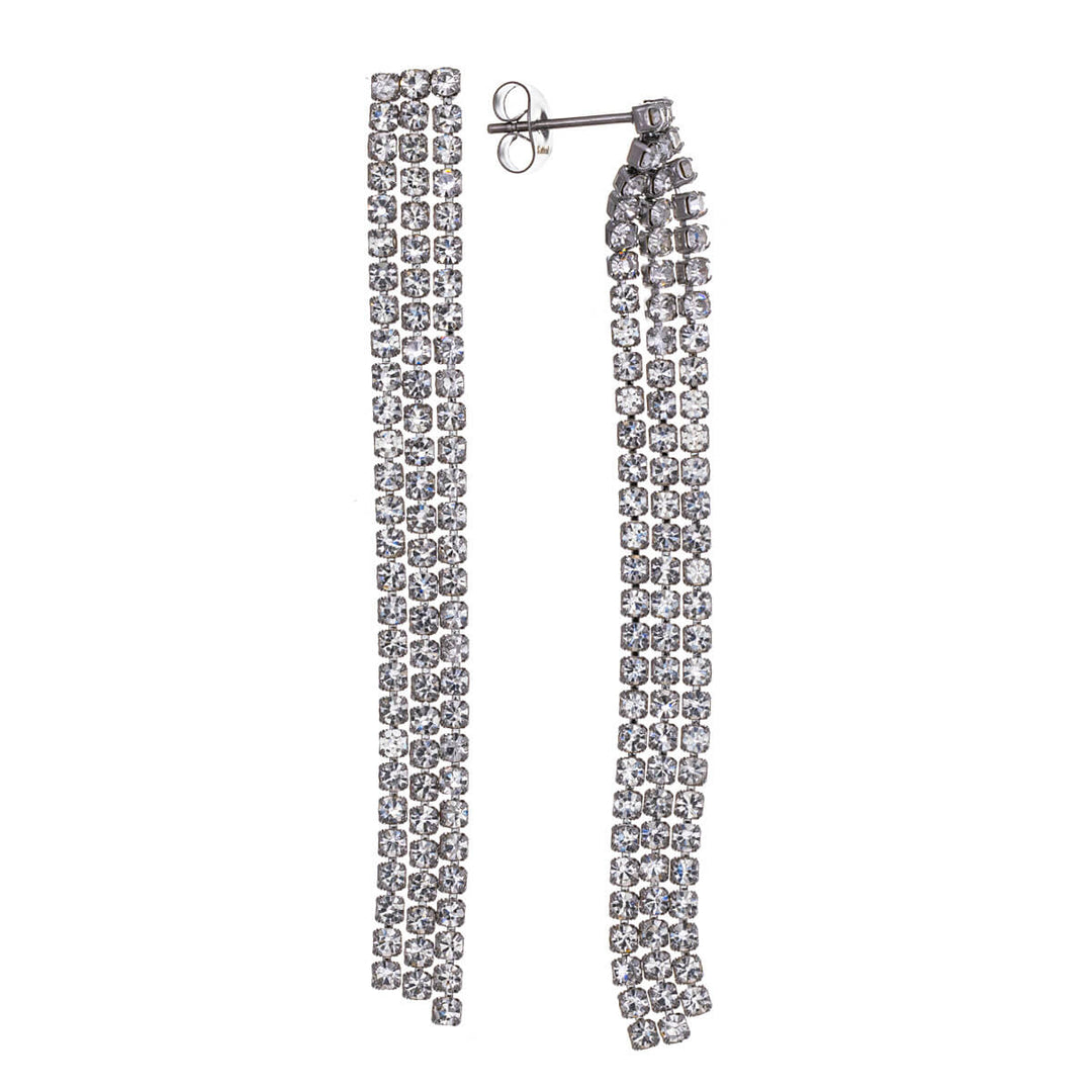 Festive earrings with dangling rhinestones (Steel 316L)