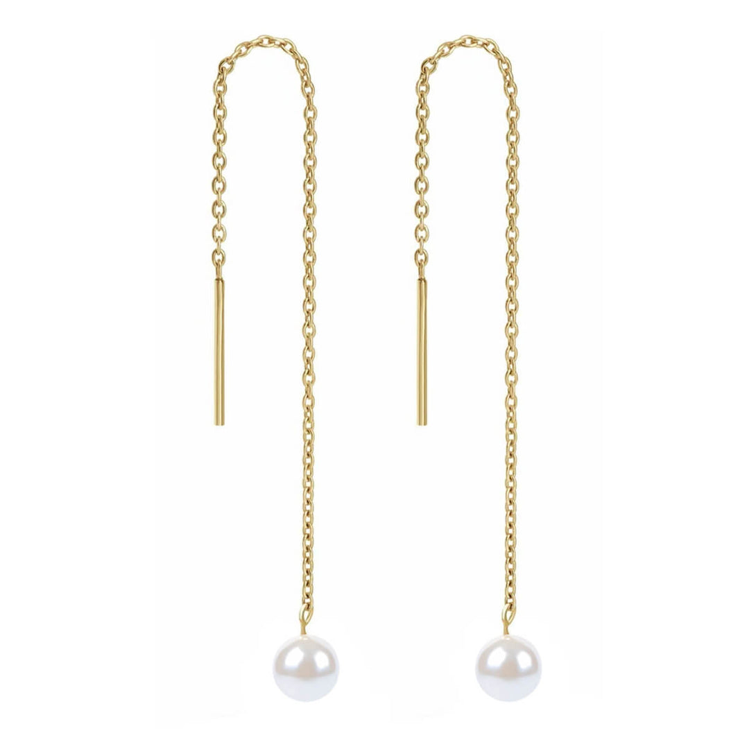 Stahlketten-Ohrringe mit Perle (Stahl 316L)