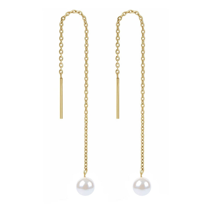 Stahlketten-Ohrringe mit Perle (Stahl 316L)