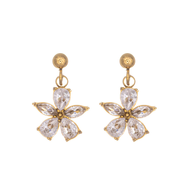 Hanging zirconia flower earrings (Steel 316L)