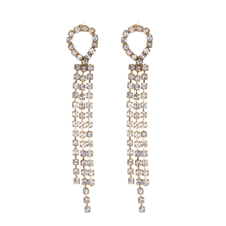 Drei Reihen von hängenden Strass-Ohrringen