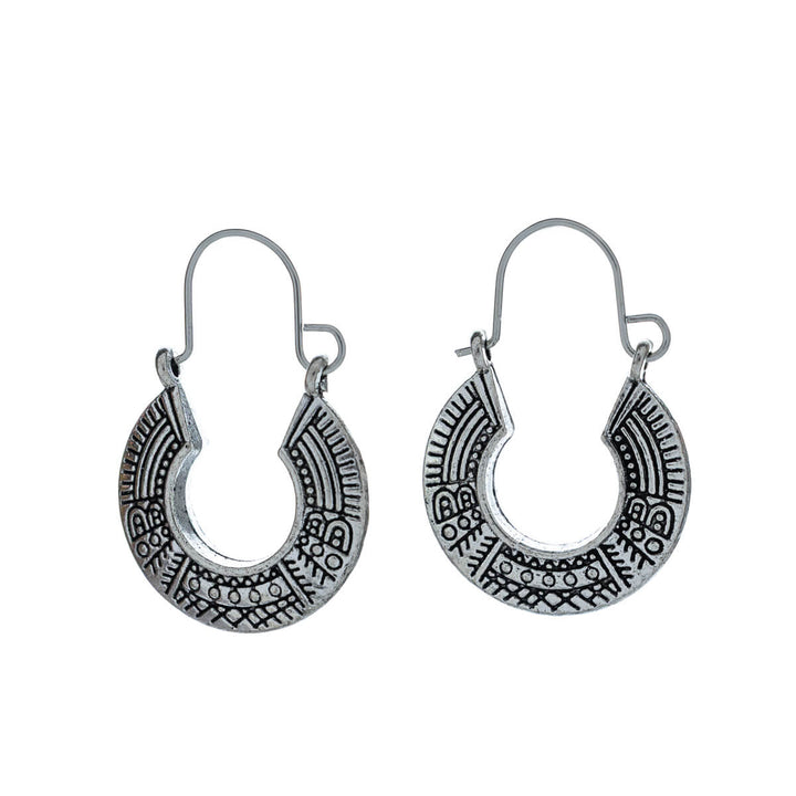 Round ethno patterned earrings