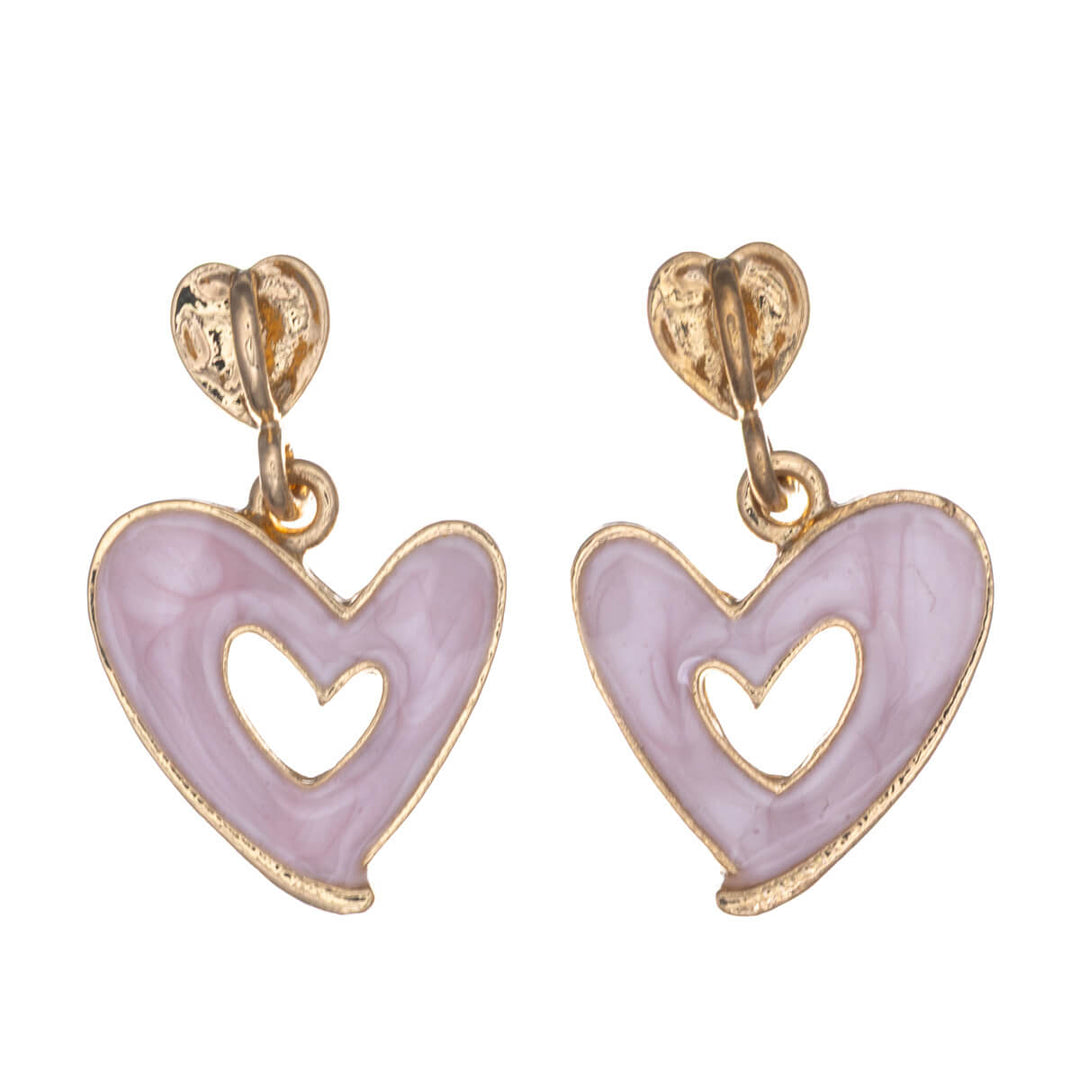 Bunte hängende Herz-Ohrringe