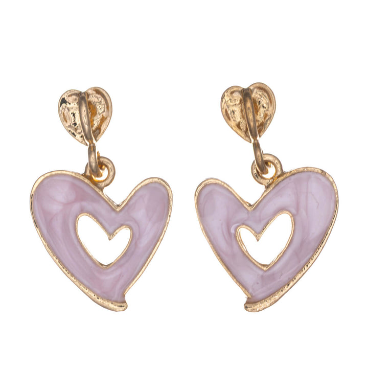 Bunte hängende Herz-Ohrringe