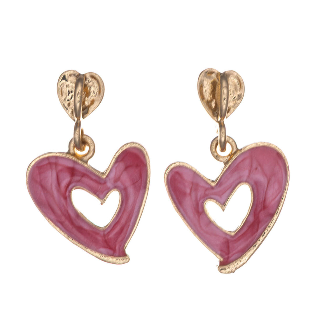 Bunte hängende Herz-Ohrringe