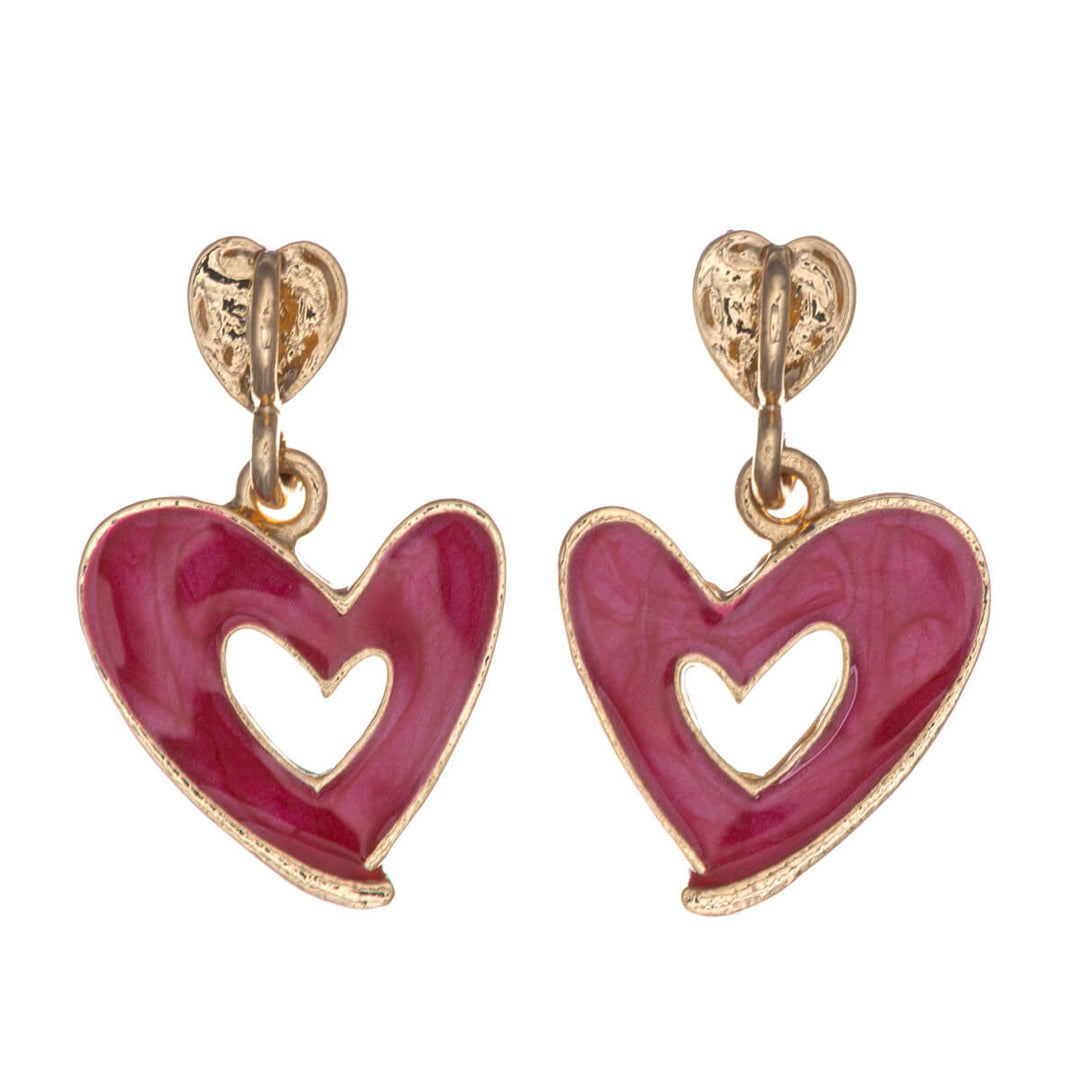 Bunte hängende Herz-Ohrringe
