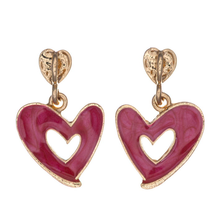 Bunte hängende Herz-Ohrringe