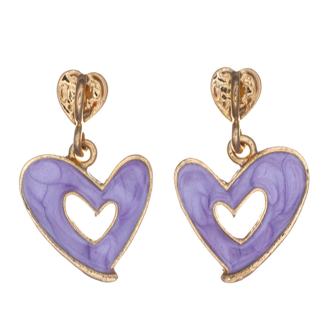 Bunte hängende Herz-Ohrringe