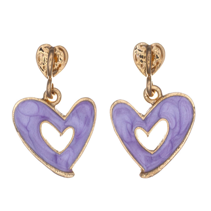 Bunte hängende Herz-Ohrringe