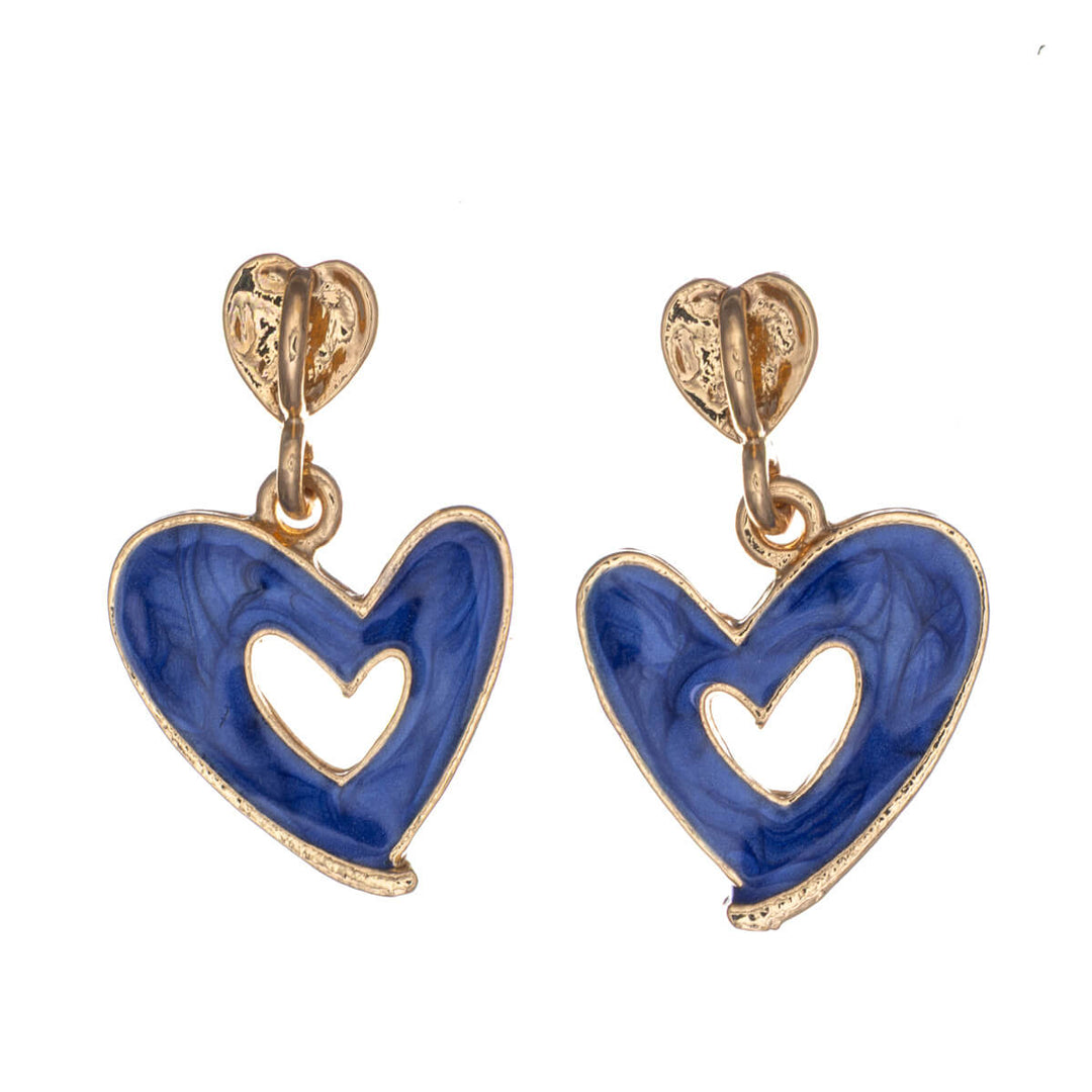 Bunte hängende Herz-Ohrringe