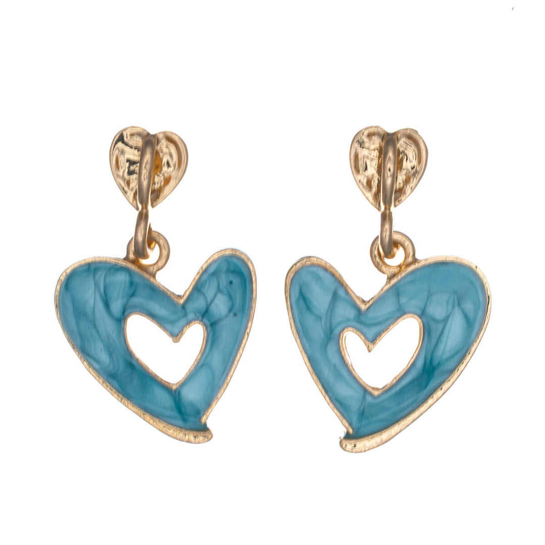 Bunte hängende Herz-Ohrringe