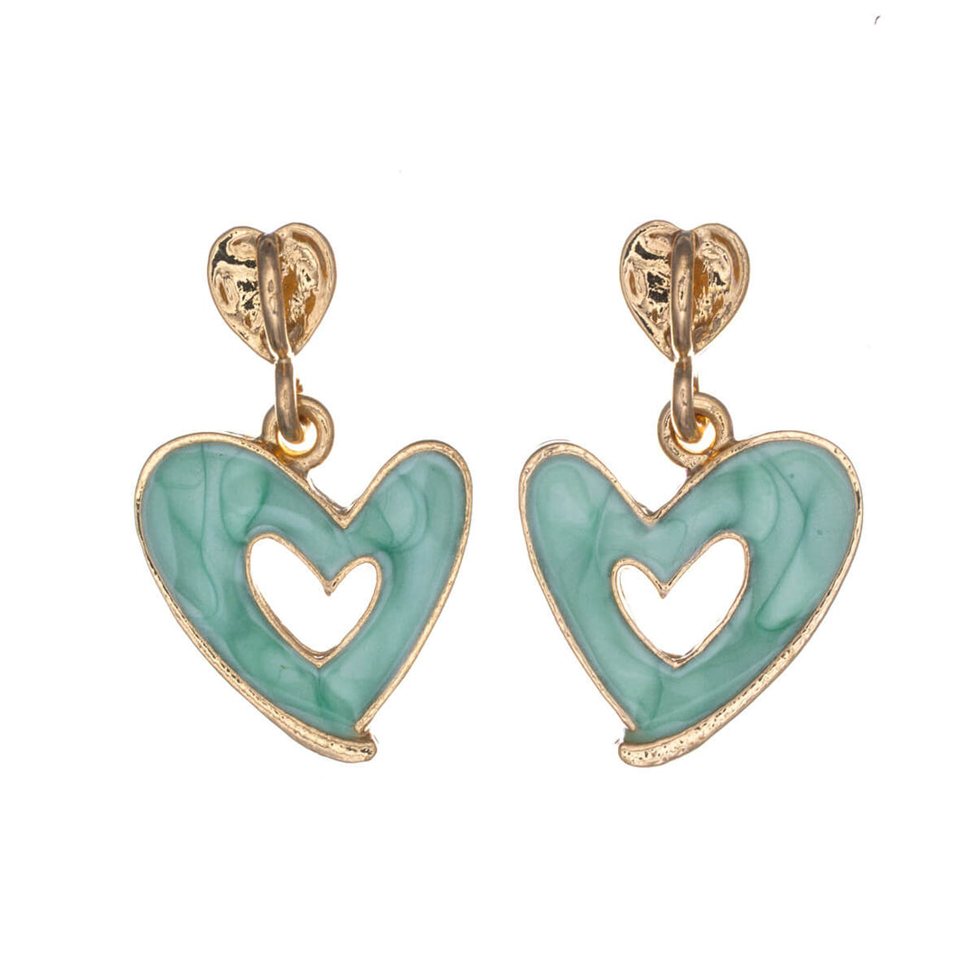 Bunte hängende Herz-Ohrringe