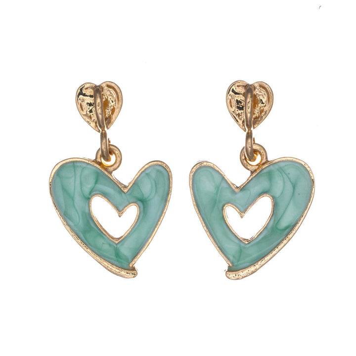 Bunte hängende Herz-Ohrringe