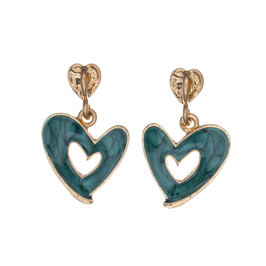 Bunte hängende Herz-Ohrringe