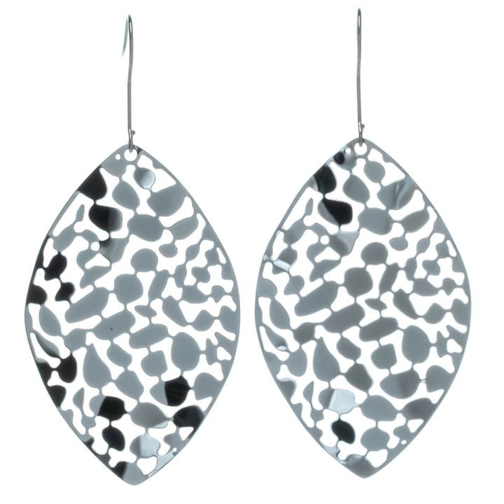 Steel textured leaf earrings (Steel 316L)