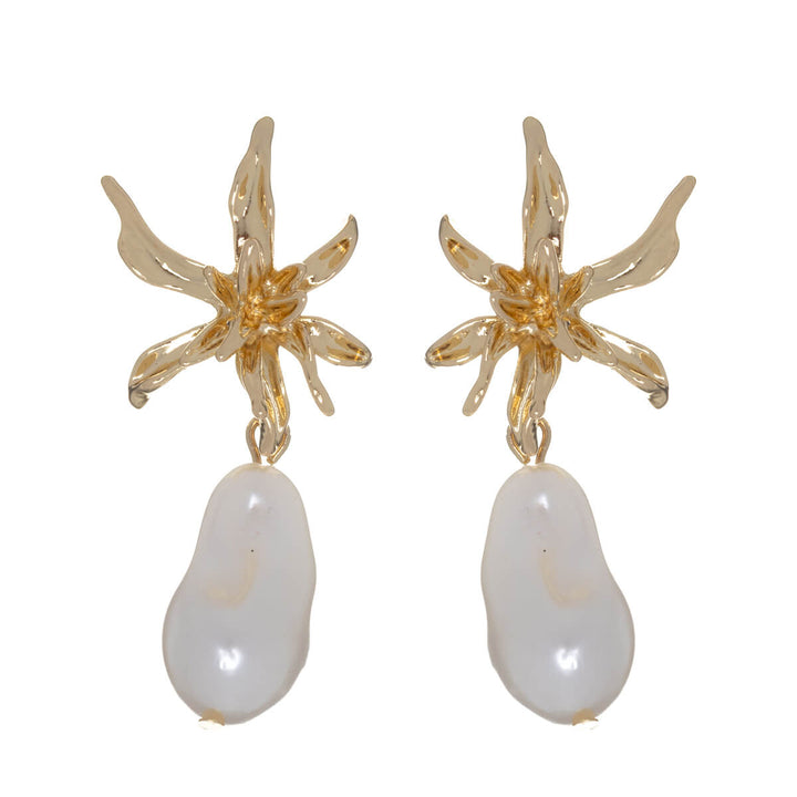 Blumenohrringe mit Perlenanhänger