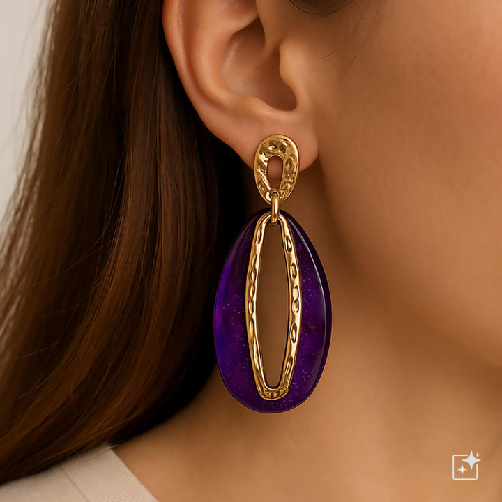 Bunte, funkelnde ovale Ohrringe