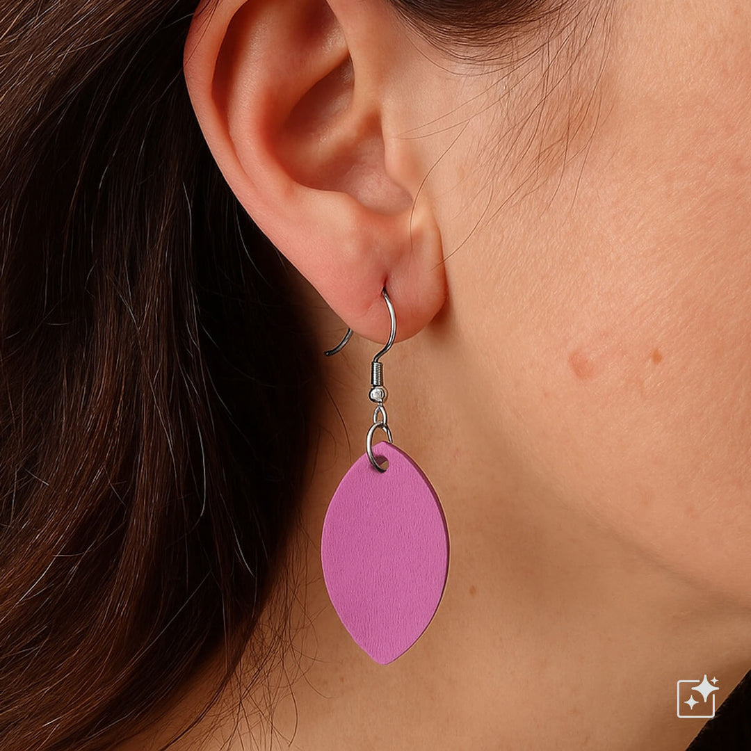 Holz-Ohrringe in ovaler Form (Stahl 316L)